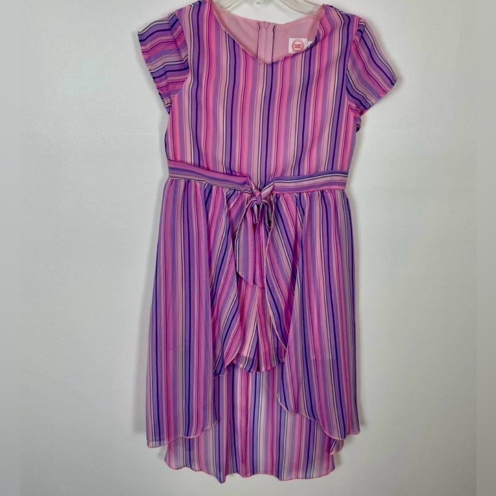 🎉2/$10 Kids striped Dress medium - Picture 2 of 5